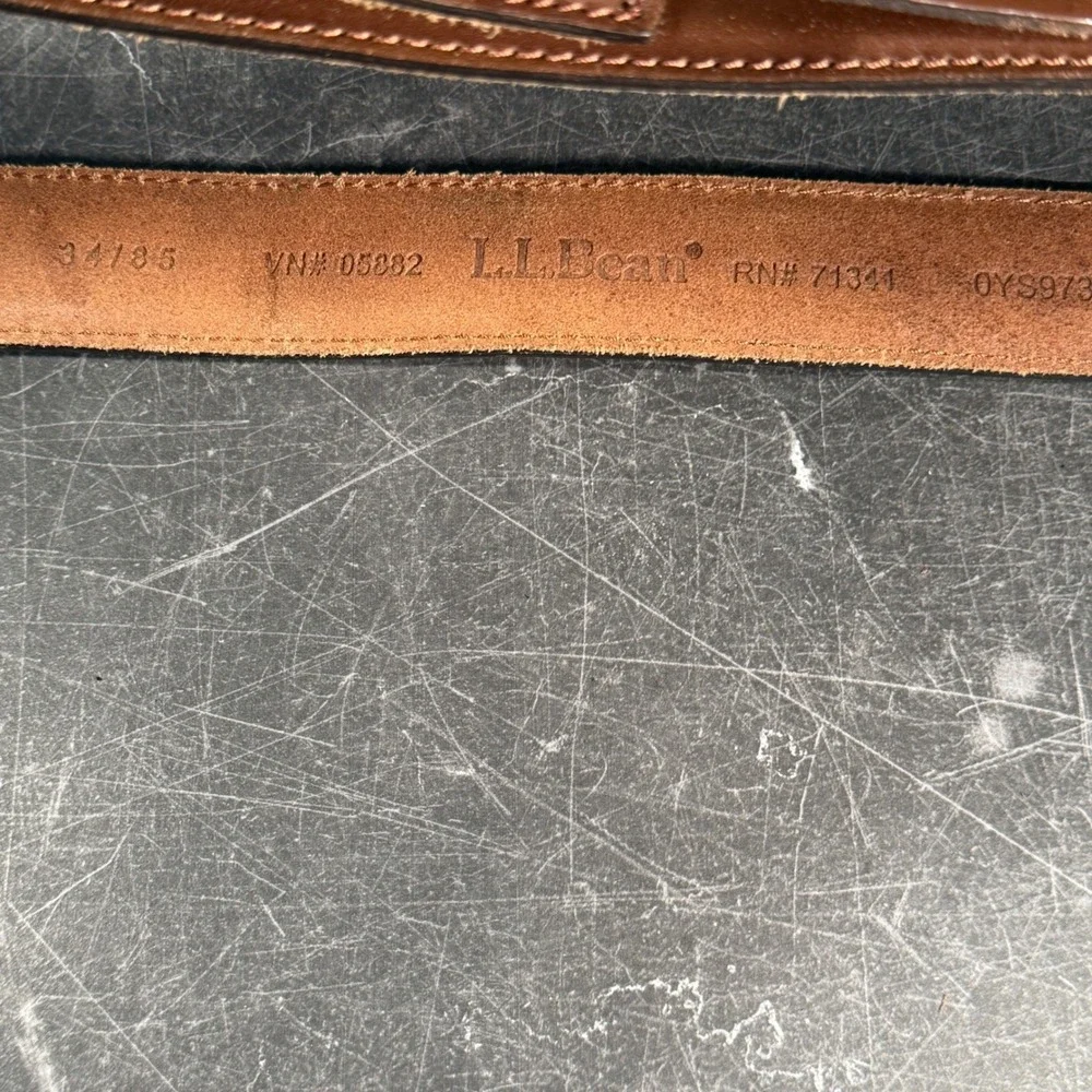 L.L.‎ Bean Brown Leather Belt Brass Buckle Heritage Equestrian Style Size 34/36